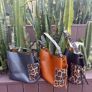 Leopard Print Side Pocket Hobo Bag